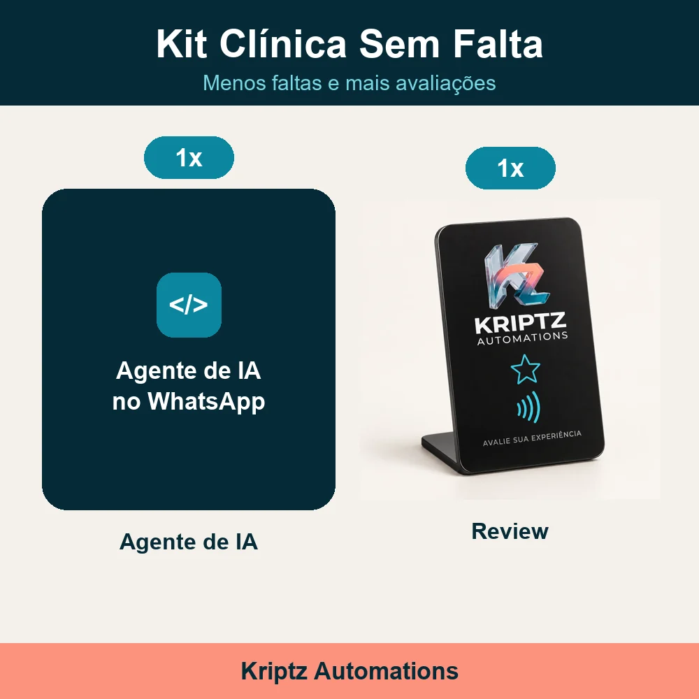 Kit Clínica Sem Falta: 1 Agente de IA no WhatsApp, 1 Kriptz Review